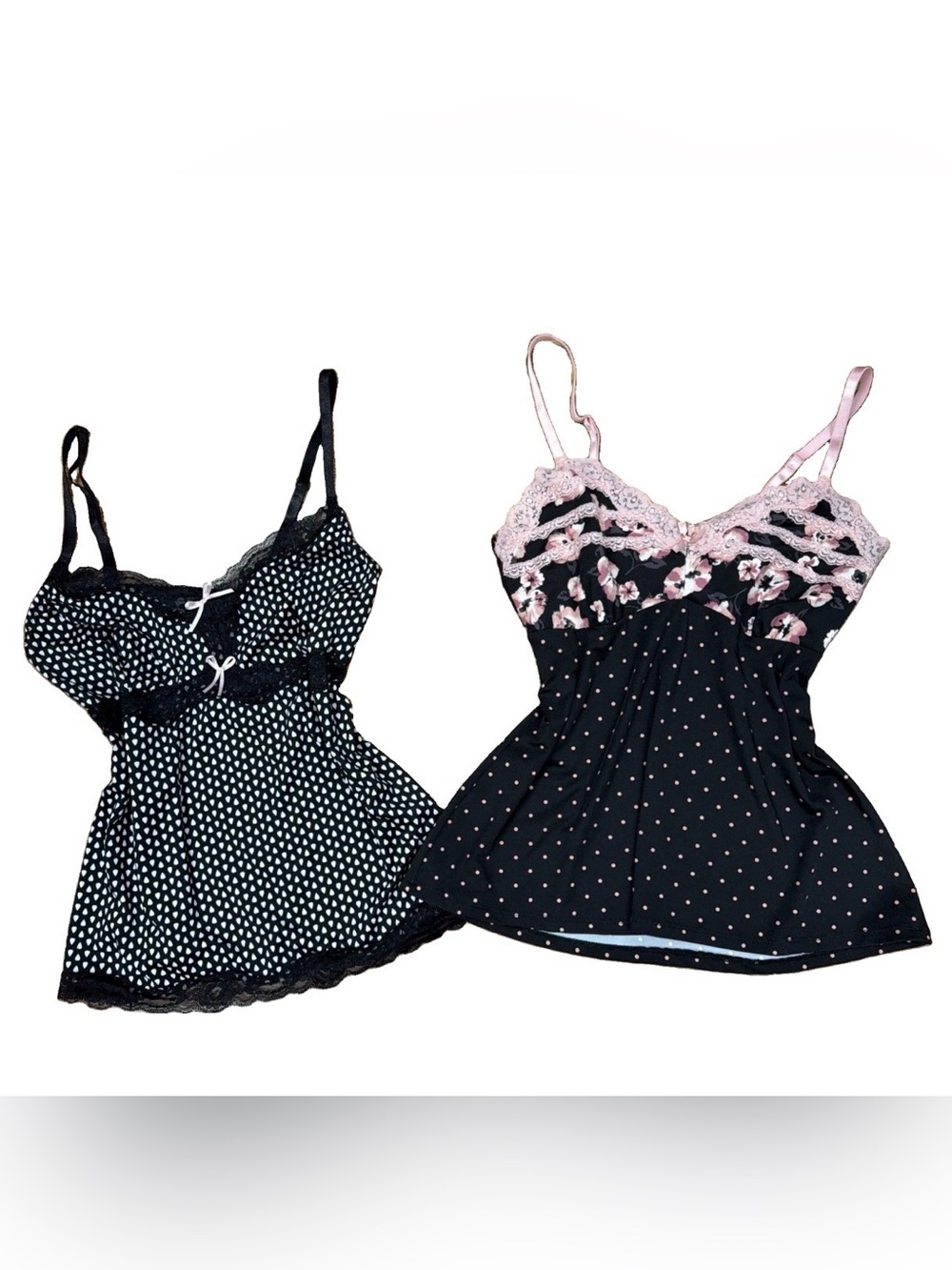 Lot of 2 Marilyn Monroe Intimates Vintage Babydoll Lace Trim Tanks Blouses